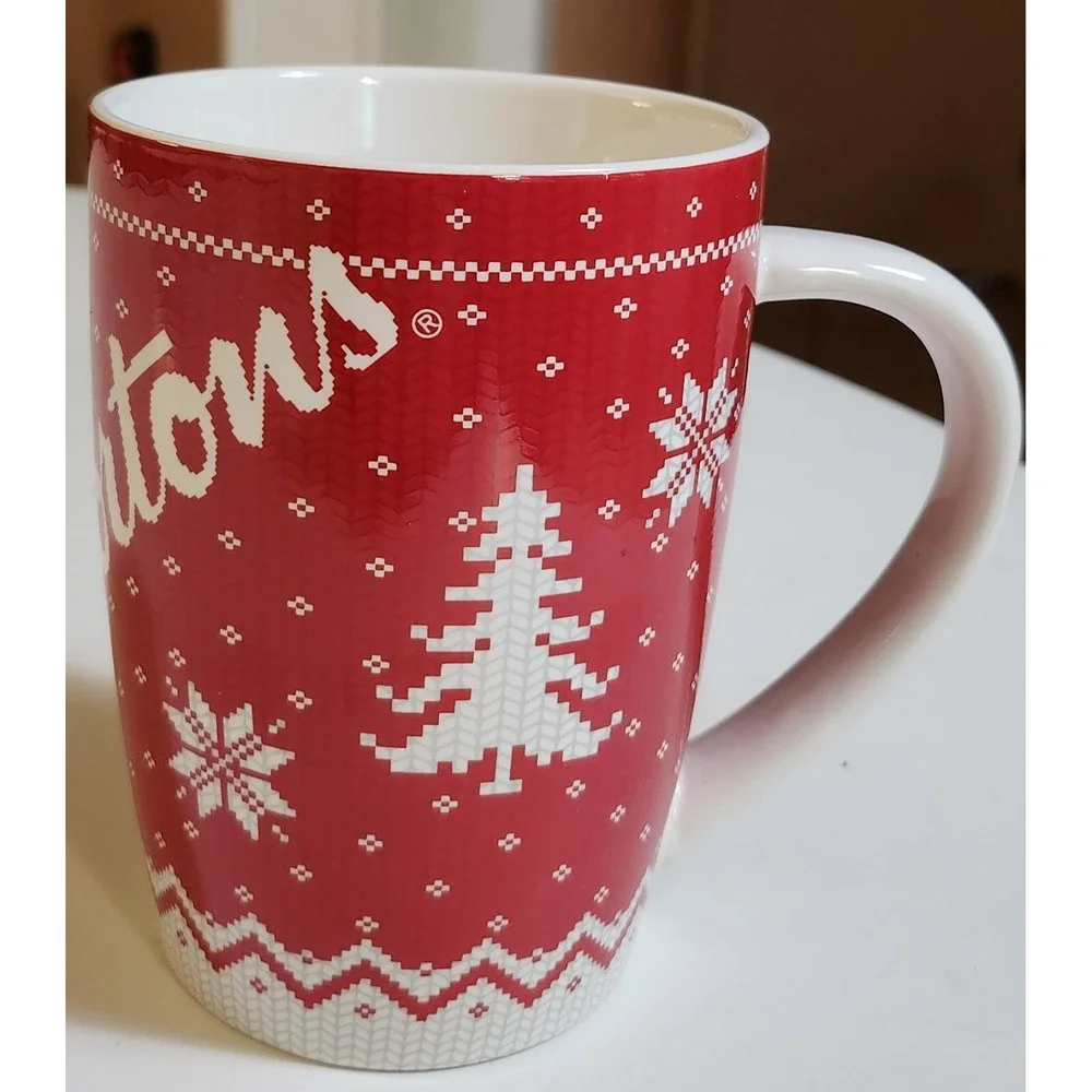 Tim‎ Horton's Snowflake Sweater Mug 2015 Red & White Limited Edition Coffee Cup